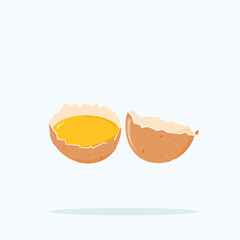 Raw chicken egg on isolated background. separation of yolk content with egg shell, for poster and web icon