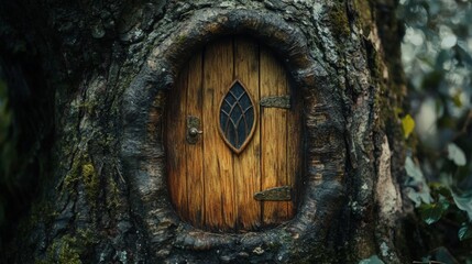 small door of an elf in a tree