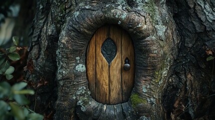 small door of an elf in a tree