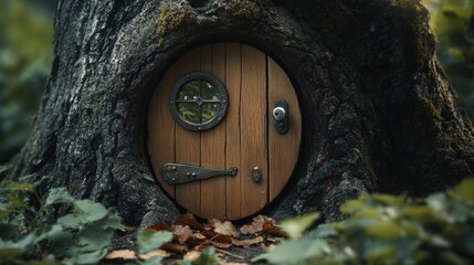small door of an elf in a tree