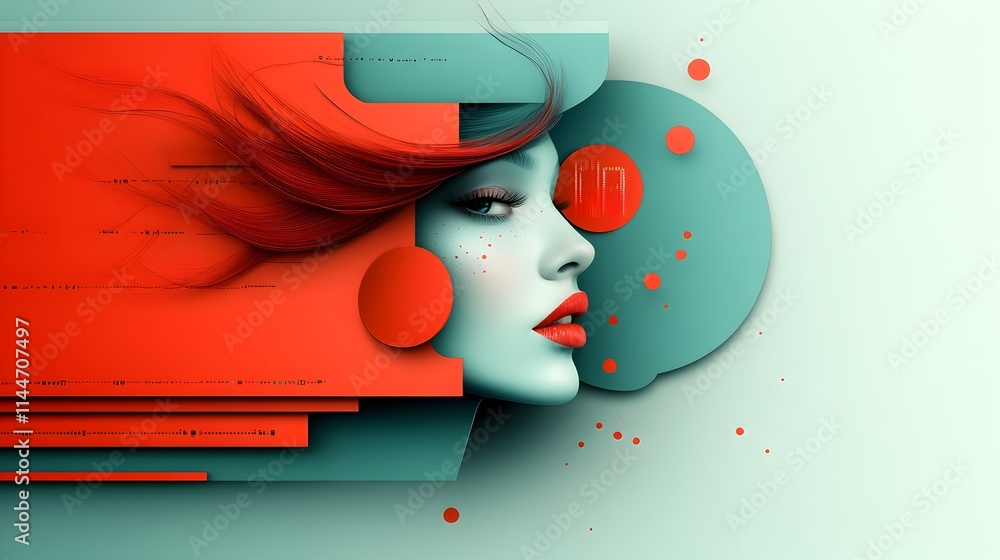 Poster vibrant fashion trends and color palette visualized in a dynamic contemporary digital art compositio
