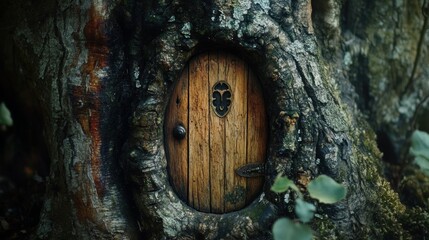 small door of an elf in a tree
