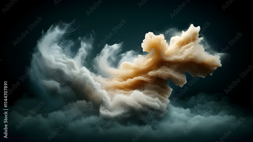 Poster fluid undulating wave propagating through water with a shimmering mesmerizing interplay of light and