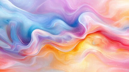 Colorful Abstract Wave Pattern with Swirling Fluid Shapes and Soft Pastel Hues