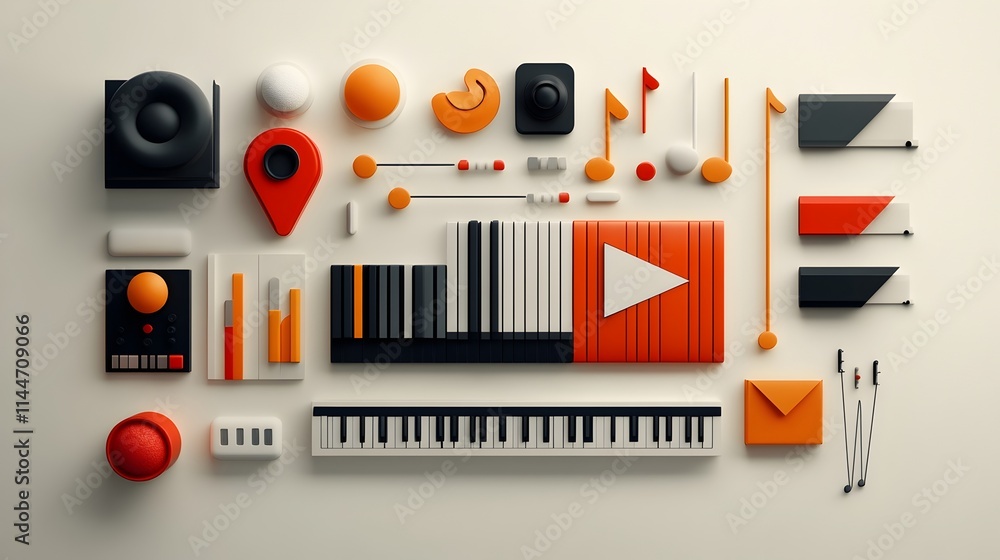Poster mesmerizing digital artwork depicting the essence of music through a visually striking pattern of mu