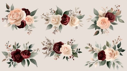 Elegant Floral Arrangement with Roses and Greenery for Background Decoration