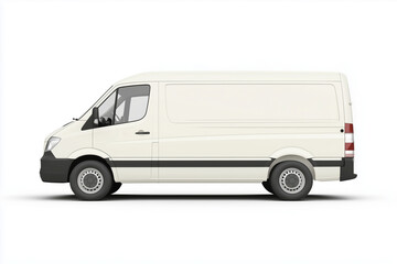 Fototapeta premium Selective focus white van isolated on white background, All purpose van for working on white, Mini van.