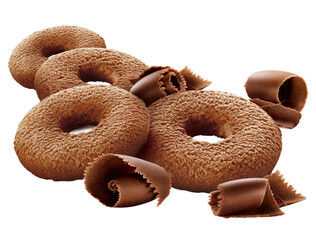 composição com biscoito doce de chocolate isolado em fundo transparente