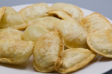 Freshly fried perogies. 