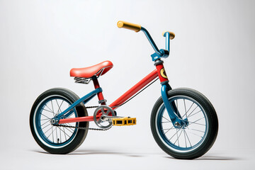 Selective focus kid bicycle isolated on white background, Bike for kid on white.