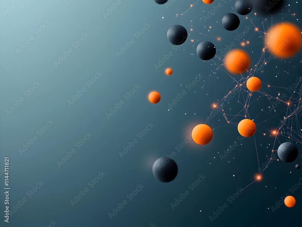Poster captivating cosmic visualization luminous orbs of light tracing intricate networks within a galaxy a