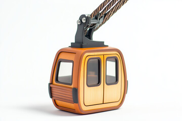 Fototapeta premium Selective focus classic tram isolated on white background, Retro cable car on white.