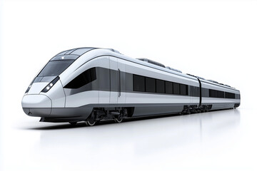 Fototapeta premium High speed commuter train isolated on white background, Selective focus modern convenience train on white, Public transport on railroad.