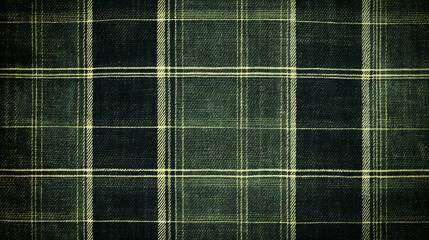 Dark Green and Beige Plaid Fabric Texture Background