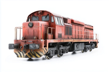 Obraz premium Selective focus charcoal steam train isolated on white background, Classic commuter train on railroad.