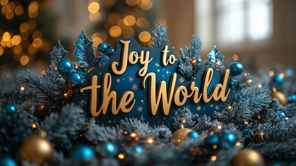 "Joy to the World" in clean sans-serif lettering with gold accents.