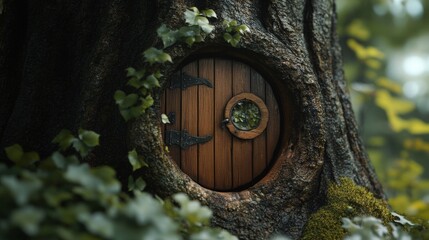 small door of an elf in a tree