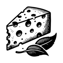 Delicious cheese vector art design black and white