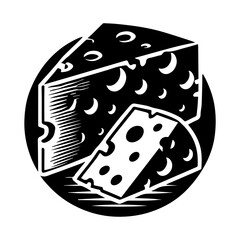 Delicious cheese vector art design black and white