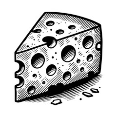 Delicious cheese vector art design black and white