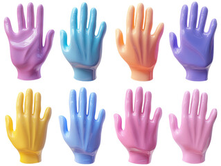 Obraz premium Colorful Rubber Gloves Isolated on Transparent Background for Cleaning