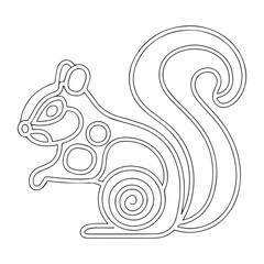 Squirrel. Coloring book. Hand drawn funny squirrel with nut for adult anti stress Coloring Page with high details isolated on white background, illustration in zentangle style.Vector