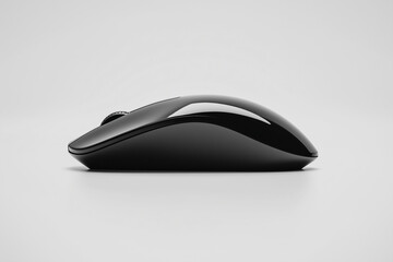 A Close-Up View Of A Black Computer Mouse on white background