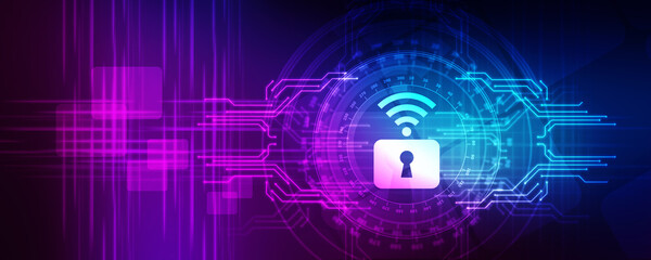 2d illustration WIFI symbol with lock