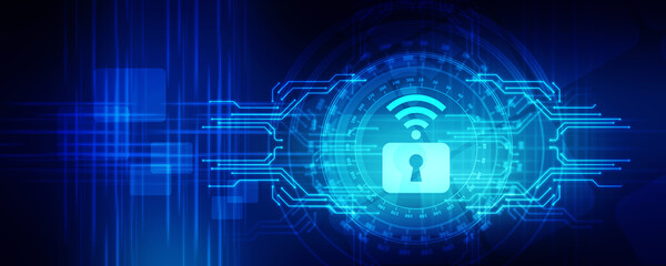 2d illustration WIFI symbol with lock