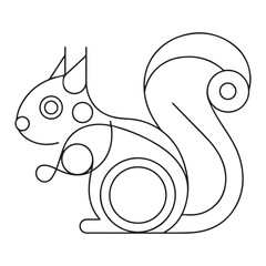 Squirrel. Coloring book. Hand drawn funny squirrel with nut for adult anti stress Coloring Page with high details isolated on white background, illustration in zentangle style.Vector