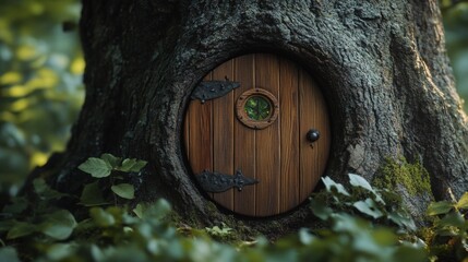 small door of an elf in a tree