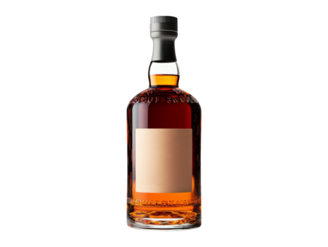 Isolated Bottle of Whiskey on Transparent Background for Design Use