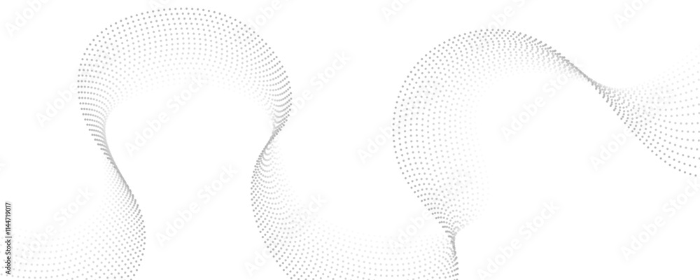 Aufkleber abstract gray wave dynamic curve dots lines background. energy technology concept halftone modern ba