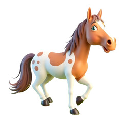 Transparent Background PNG of 8K Horse Cartoon in Detailed 3D Style