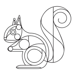Squirrel. Coloring book. Hand drawn funny squirrel with nut for adult anti stress Coloring Page with high details isolated on white background, illustration in zentangle style.Vector
