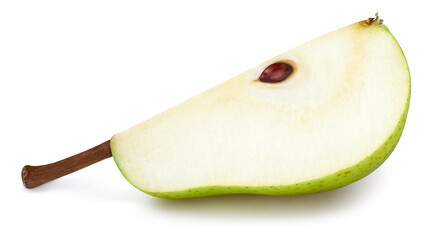 Pear slice isolated on white background. Pear clipping path. Pear fruits