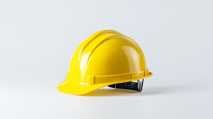 Fototapeta premium Yellow Hard Hat: A classic yellow hard hat, a symbol of safety and construction, is isolated on a white background. It stands ready for work, showcasing its protective nature. 