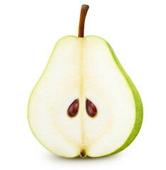 Pear half isolated on white background. Pear clipping path. Pear fruits