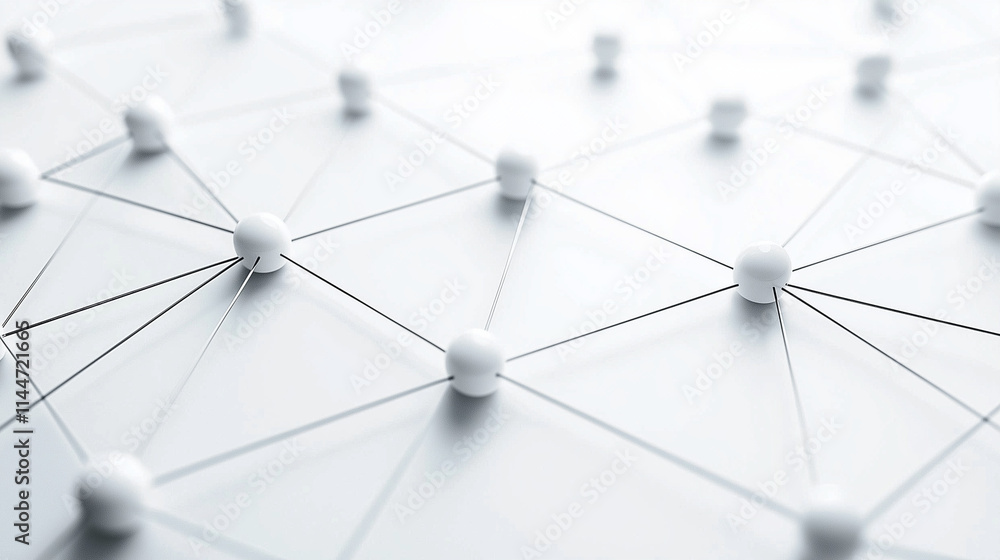 Aufkleber interconnected network: a minimalist abstract image featuring a network of interconnected spheres, s