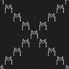 Seamless vector pattern with cute draw cats. Simple doodle style	
