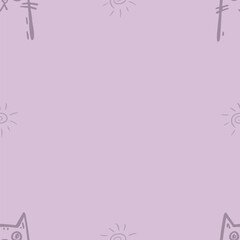 Seamless vector pattern with cute draw cats. Simple doodle style	
