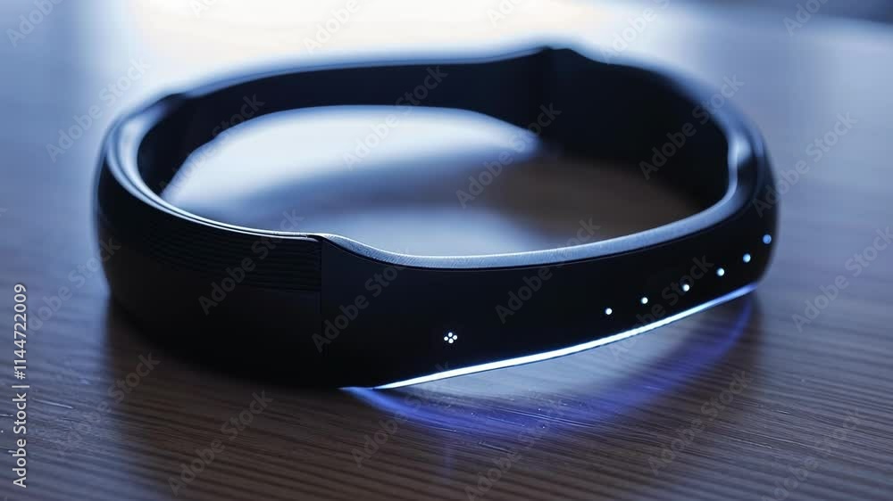 Poster black brain computer interface is glowing on a tabletop, suggesting the potential of neurotechnology