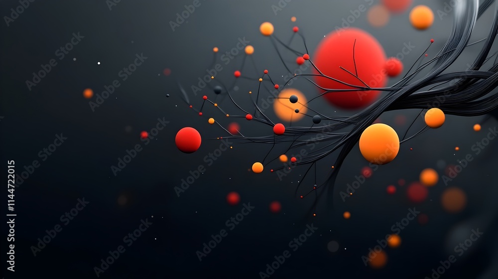 Poster futuristic visualization of social media interaction frequency distribution with abstract data netwo
