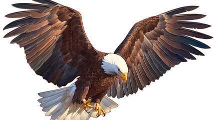 A majestic eagle with outstretched wings, poised for flight.