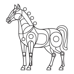 vector drawing of a cartoon horse, for a coloring book.