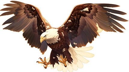 Obraz premium A majestic eagle in flight, showcasing its wings and sharp features.