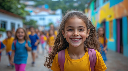 portrait of a smiling child in school