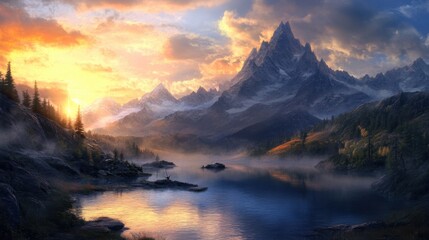 sunset over the mountains
