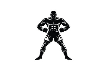 Silhouette Boxer Illustration - Bold and Dynamic Fighter Pose for Martial Arts and Sports Graphics