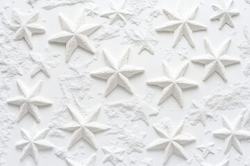 Minimalist White Star Snow Pattern - Winter wonderland, serene, festive, minimalist design, holiday spirit.  Clean, simple, elegant aesthetic.